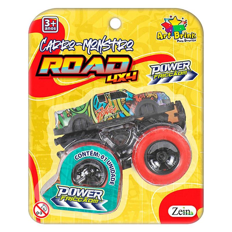 Carro Monster Road 4x4 Power Fricção Art Brinq 3+ Anos Cores